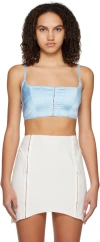 Anna October Cropped Top Above Waist Subtle Straps In Baby Blue