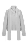 Anna October Bruno Scarf-detailed Knit Sweater In Grey