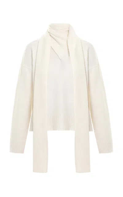 Anna October Bruno Scarf-detailed Knit Sweater In Ivory