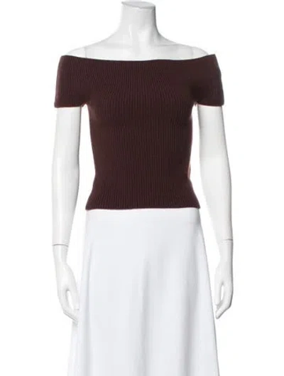 Pre-owned Anna October Cashmere Off-the-shoulder Top W/ Tags In Burgundy