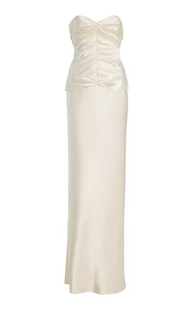 Anna October Clementine Satin Maxi Dress In White
