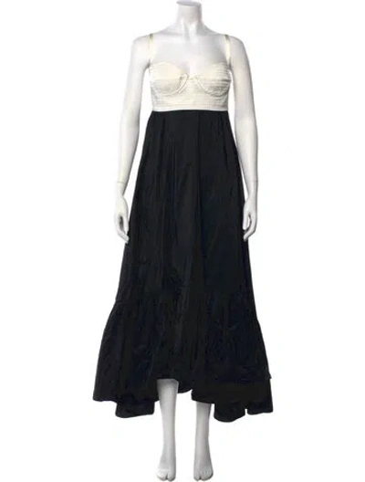 Pre-owned Anna October Colorblock Pattern Long Dress In Black