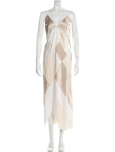Pre-owned Anna October Colorblock Pattern Midi Length Dress In Neutral