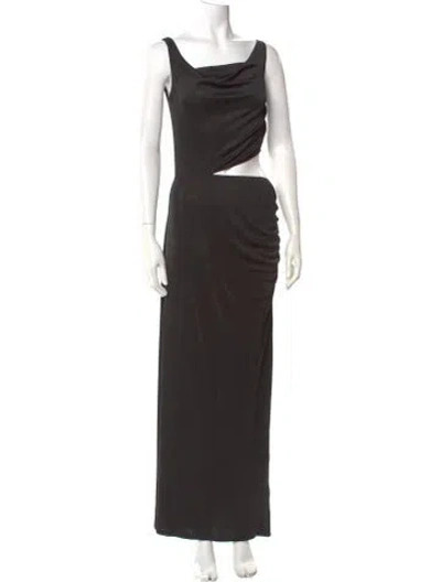 Pre-owned Anna October Cowl Neck Long Dress In Black