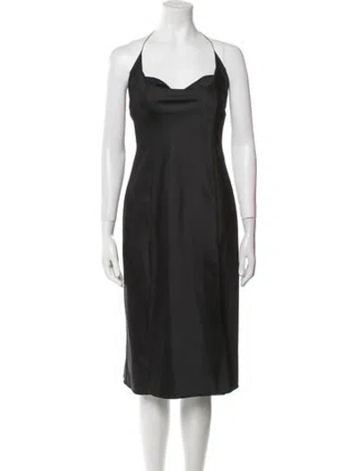 Pre-owned Anna October Cowl Neck Midi Length Dress In Black