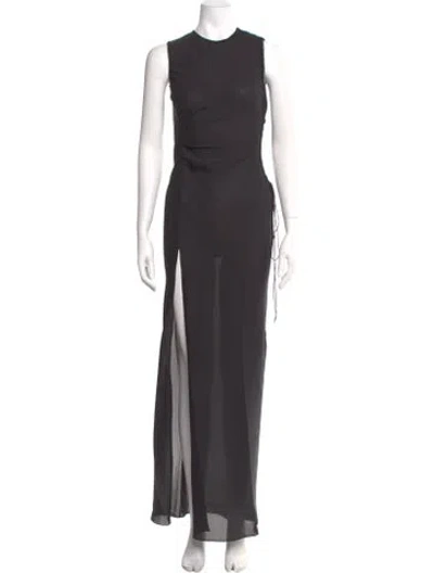 Pre-owned Anna October Crew Neck Long Dress In Black