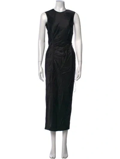 Pre-owned Anna October Crew Neck Long Dress In Black