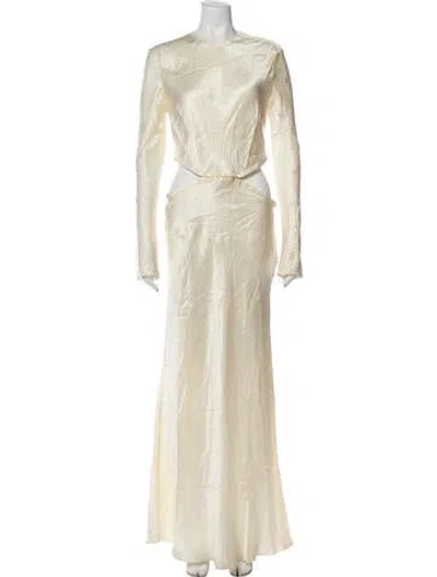 Pre-owned Anna October Crew Neck Long Dress In Neutral