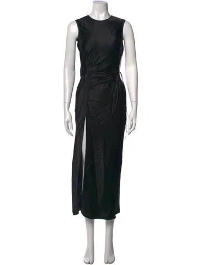 Pre-owned Anna October Crew Neck Midi Length Dress In Black