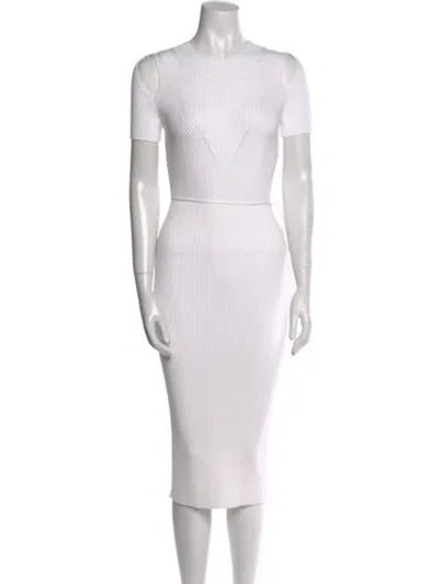 Pre-owned Anna October Crew Neck Midi Length Dress In White