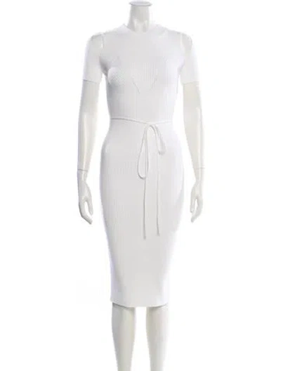Pre-owned Anna October Crew Neck Midi Length Dress In White