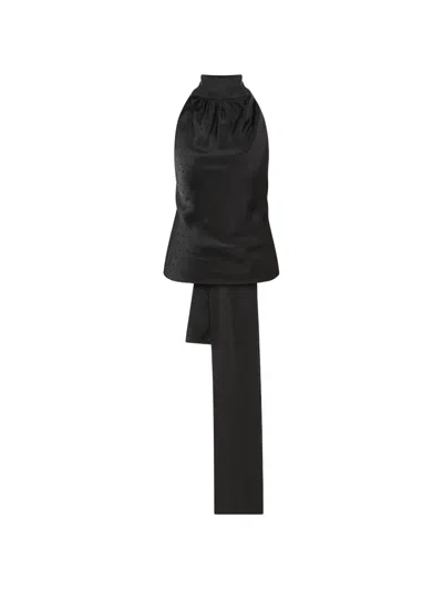 Anna October Demetra Polka-dot Halterneck Top In Black