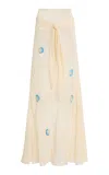 Anna October Dorothy Beaded Tie-front Silk Maxi Skirt