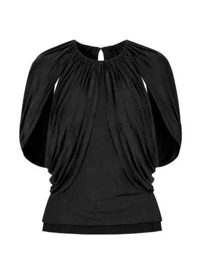 Anna October Evangeline Draped Blouse In Black