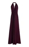 Anna October Exclusive Ruth Silk Maxi Dess In Burgundy