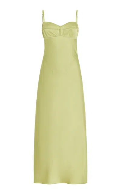 Anna October Exclusive Waterlily Bustier Satin Midi Dress In Green