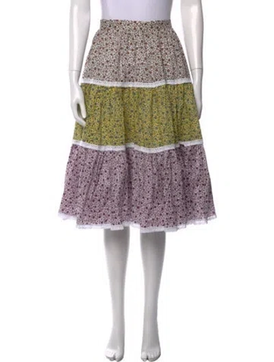 Pre-owned Anna October Floral Print Midi Length Skirt W/ Tags In Yellow