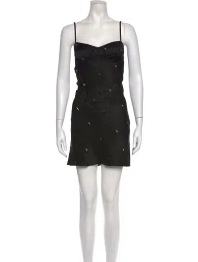 Pre-owned Anna October Floral Print Mini Dress In Black