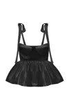 Anna October Florine Flared Satin Bustier Top In Black
