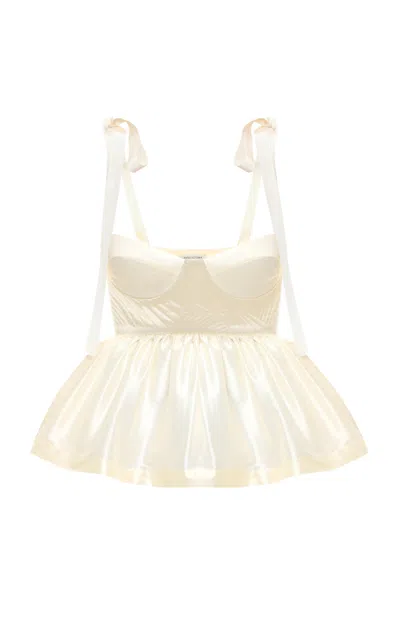 Anna October Florine Flared Satin Bustier Top In Ivory