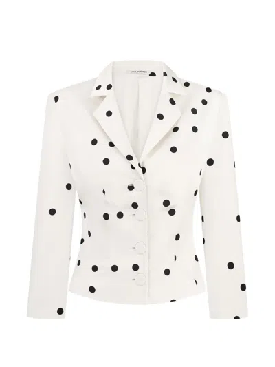 Anna October Giada Polka-dot Blazer In White
