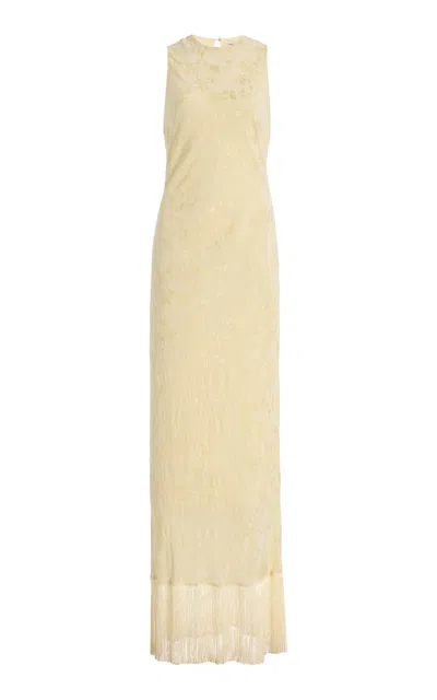 Anna October Gill Fringed Crepe Maxi Dress In Multi