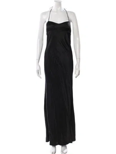 Pre-owned Anna October Halterneck Long Dress In Black