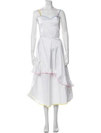 Pre-owned Anna October Halterneck Midi Length Dress In White
