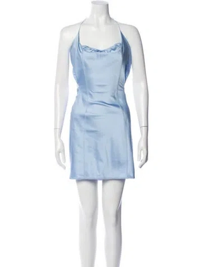 Pre-owned Anna October Halterneck Mini Dress In Blue