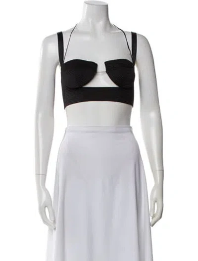 Pre-owned Anna October Halterneck Sleeveless Crop Top In Black