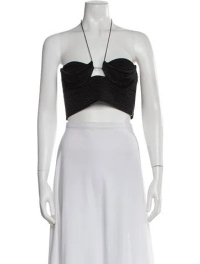 Pre-owned Anna October Halterneck Sleeveless Crop Top In Black