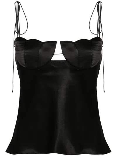 Anna October Iolantha Satin Top In Schwarz