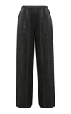 Anna October Isabel Spliced Satin Wide-leg Pants In Black