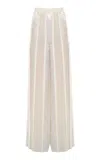 Anna October Isabel Spliced Satin Wide-leg Pants In Ivory