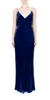Anna October Jules Satin Maxi Slip Dress In Blue