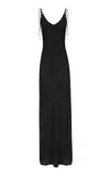 Anna October Jules Satin Maxi Slip Dress In Black
