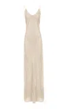 Anna October Jules Satin Maxi Slip Dress In Ivory