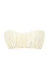 Anna October Leonie Ruched Satin Crop Top In Ivory