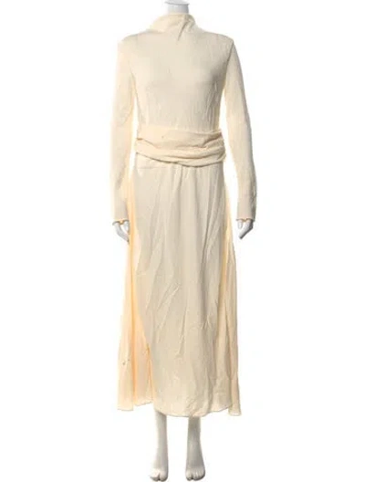 Pre-owned Anna October Linen Long Dress In Neutral