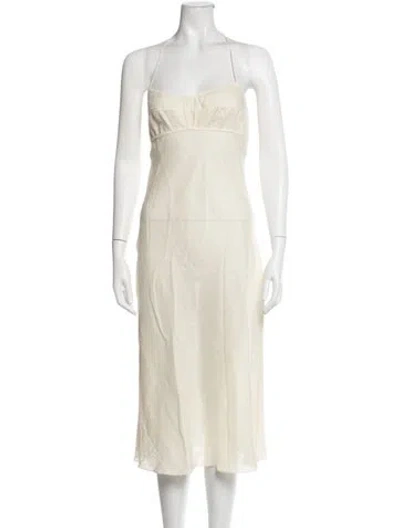 Pre-owned Anna October Linen Midi Length Dress In Neutrals