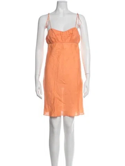 Pre-owned Anna October Linen Mini Dress In Orange