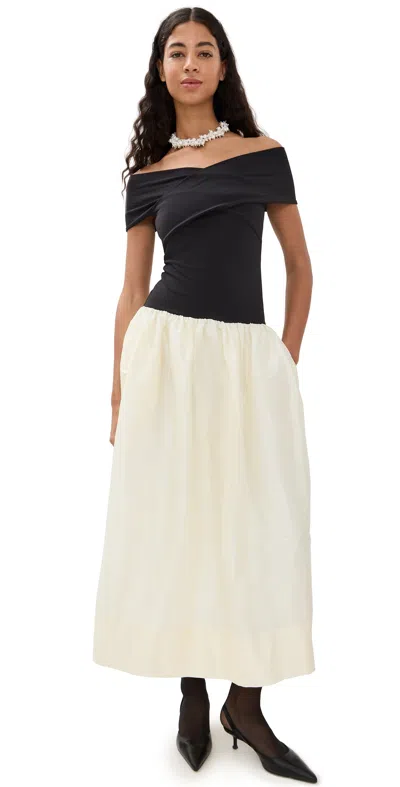 ANNA OCTOBER LORRAINE MAXI DRESS BLACK/IVORY