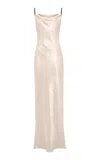 Anna October Lucie Crinkled Satin Maxi Dress In Ivory