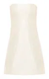 Anna October Mallory Embroidered Satin Mini Dress In Ivory