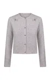 Anna October Maëlys Embroidered Knit Cardigan In Grey