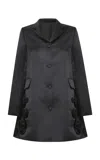 Anna October Marie Antoinette Embroidered Satin Jacket In Black