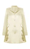 Anna October Marie Antoinette Embroidered Satin Jacket In Ivory