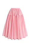 Shop Anna October Marquerite Midi Skirt In Pink