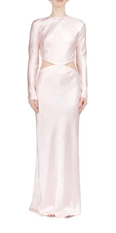 ANNA OCTOBER MARTHA CUTOUT SATIN MAXI DRESS IN PINK