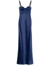 Anna October Matelassé Detailed Maxi Dress In Blue